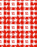 Bold Red 2 Tone Geometric Houndstooth Rug