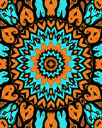 Bold Orange Teal Mandala Pattern Rug