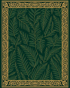 Green Gold Leaf Pattern Border Rug