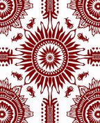 Deep Red Sunburst Mandala Botanical Design Rug