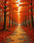 Autumn Forest Path with Maple Leaves Rug