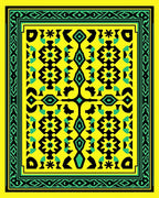Bright Yellow Geometric Tribal Rug