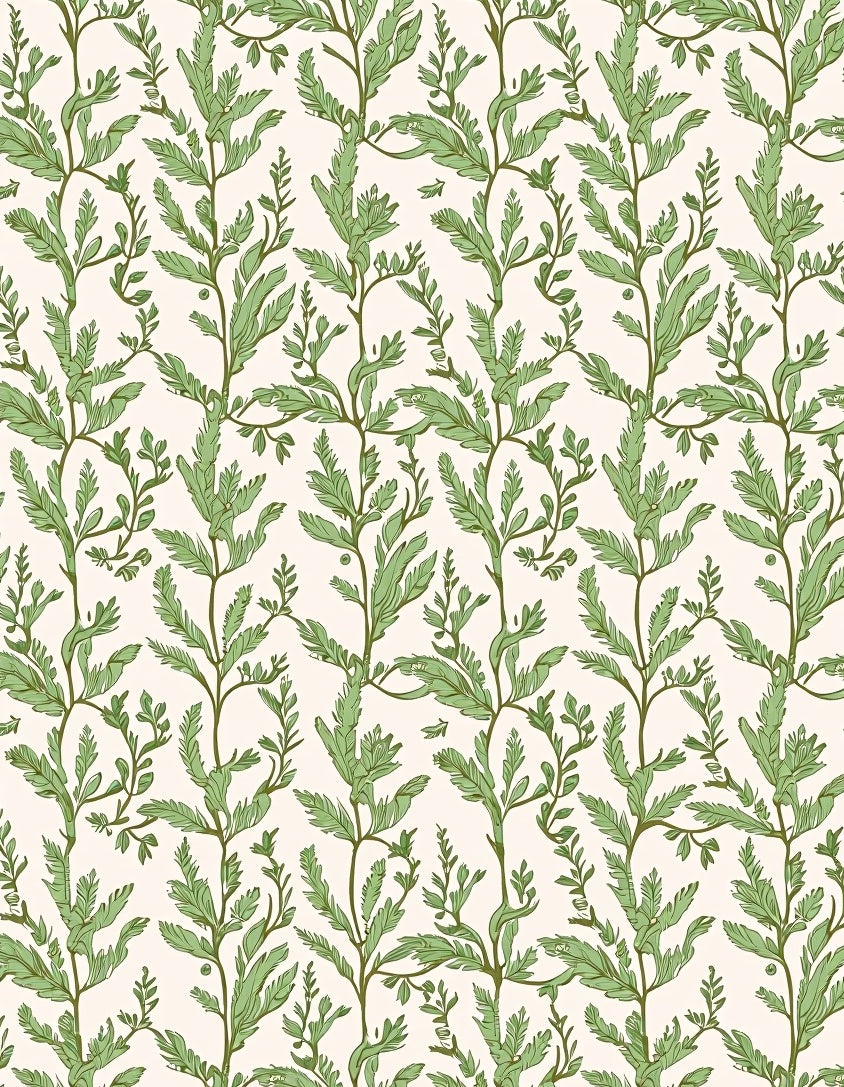 Elegant Green Leaf Vine Pattern Rug