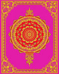 Vibrant Red Gold Mandala Border Design Rug