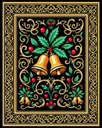 Ornate Bells and Holly Pattern Design Rug