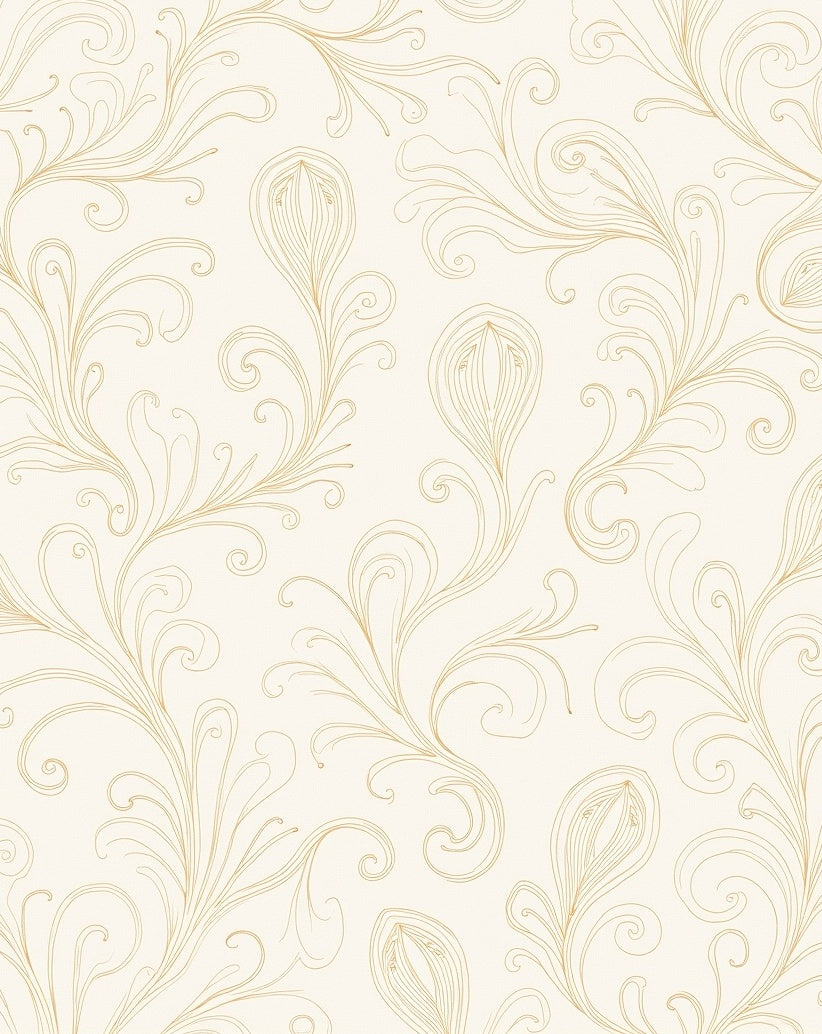 Elegant Gold Swirl Petal Pattern Rug