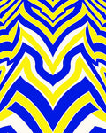 Bold Blue Yellow Wavy Pattern Rug