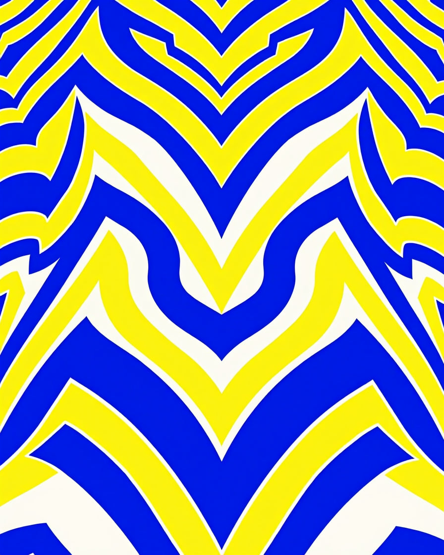 Bold Blue Yellow Wavy Pattern Rug