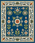 Floral Medallion Navy Botanical Rug
