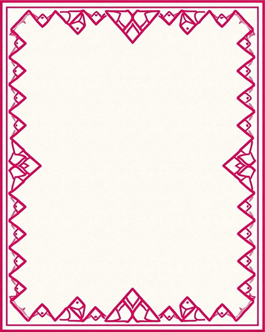 Geometric Red Border Pattern Rug