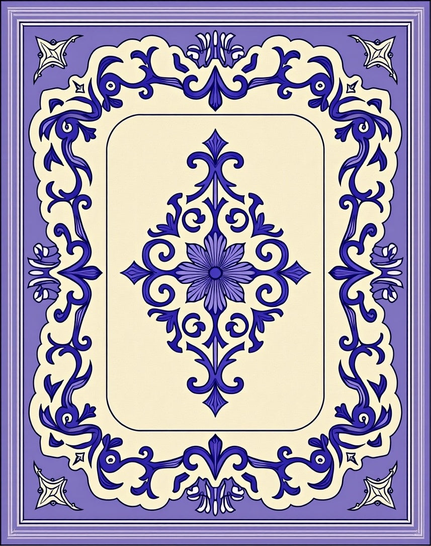 Ornate Floral Damask Pattern Rug