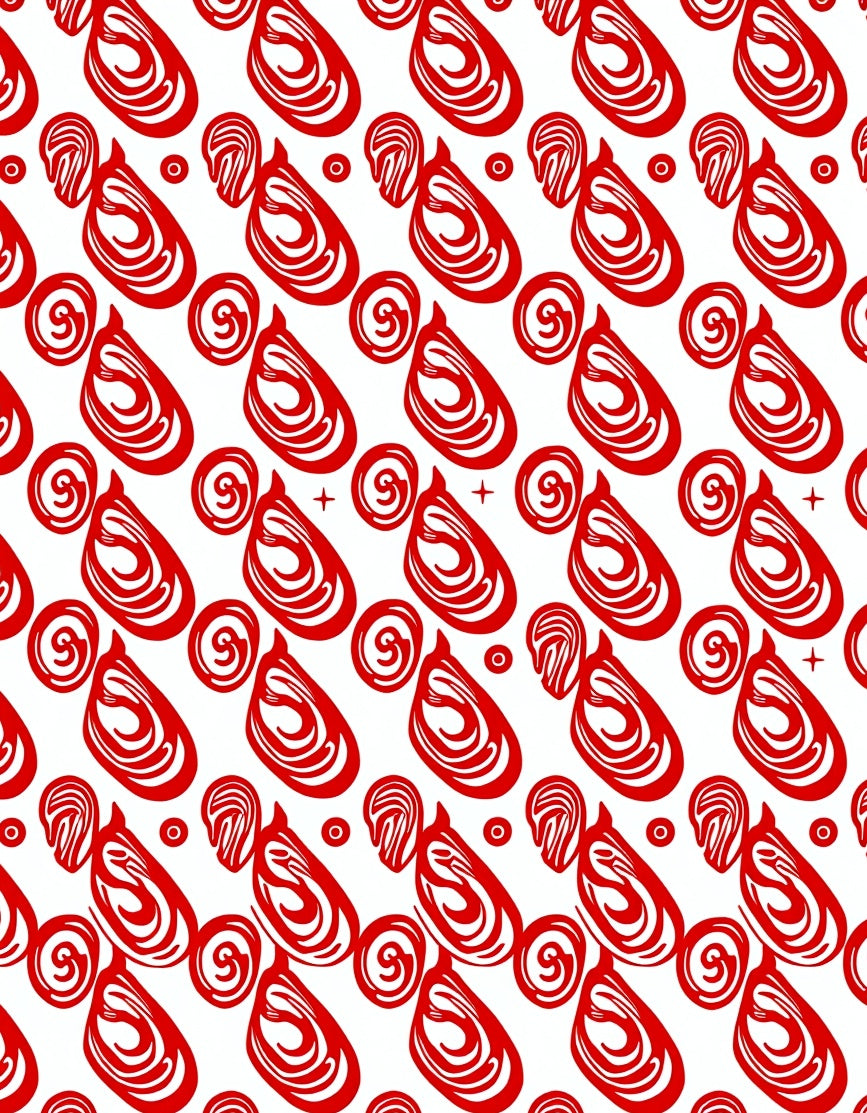 Bold Red Abstract Organic Design Rug