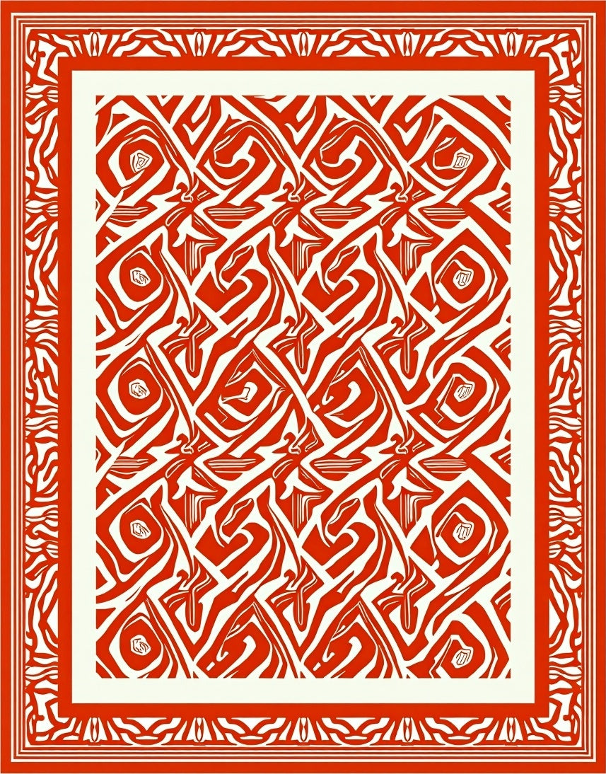 Bold Red Abstract Patterned Rug