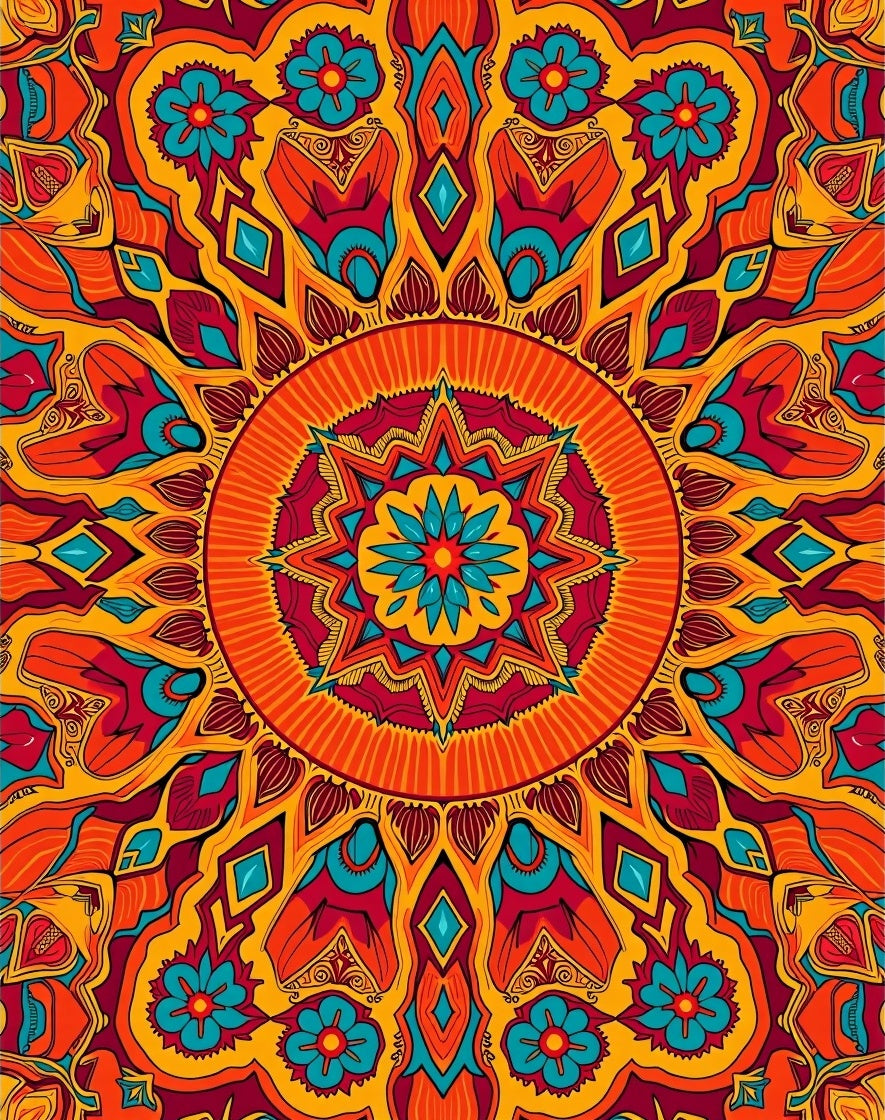 Vibrant Abstract Mandala Pattern Rug