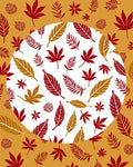 Abstract Leaf Pattern With Red Gold Rug