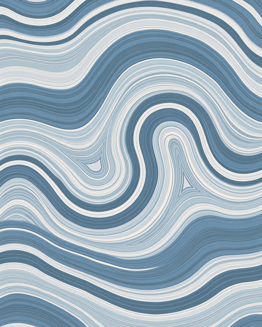 Soft Blue Waves Abstract Design Rug