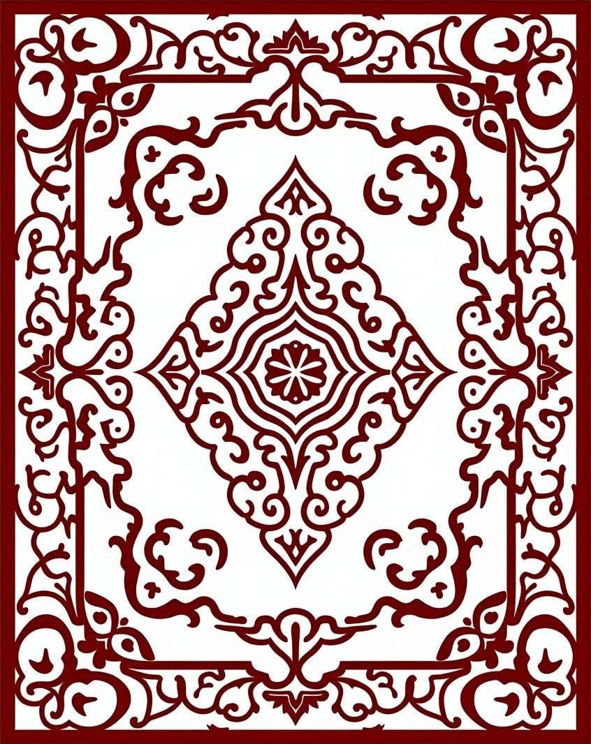 Ornate Floral Border Design Rug