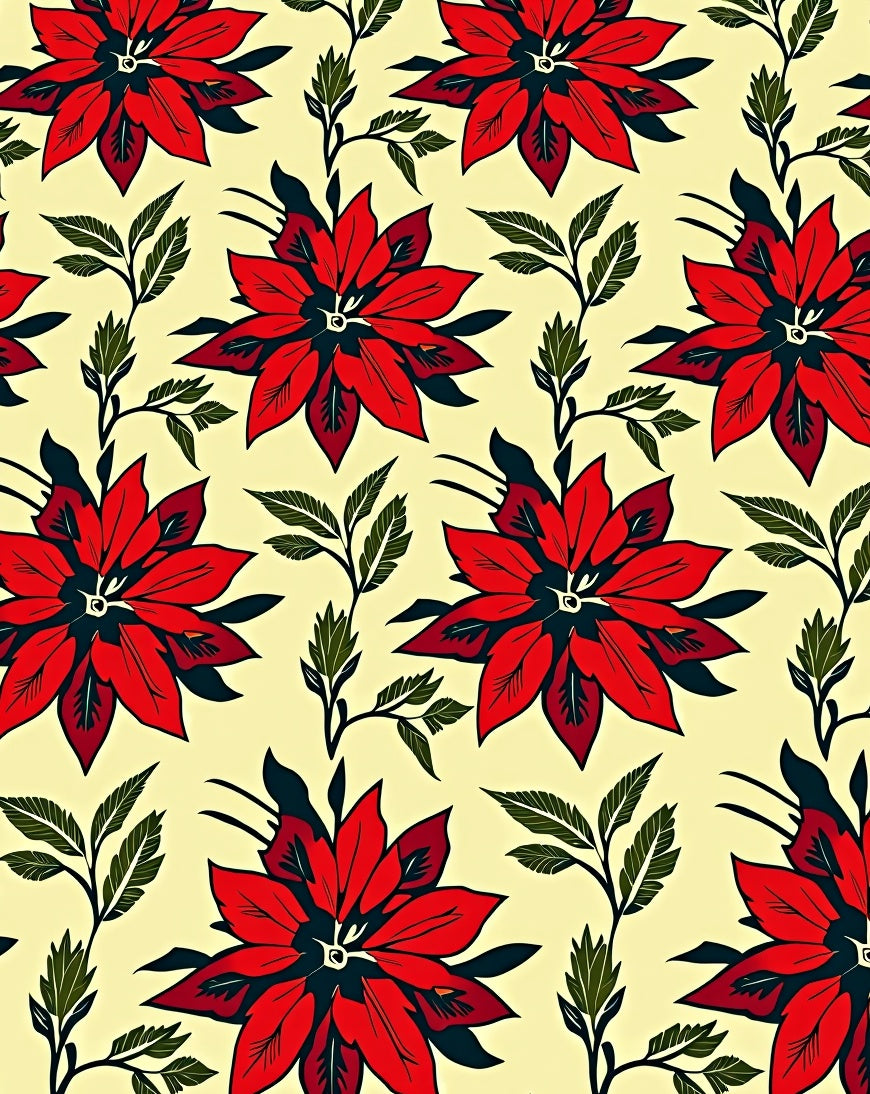 Red Floral Pattern Vivid Colors Rug