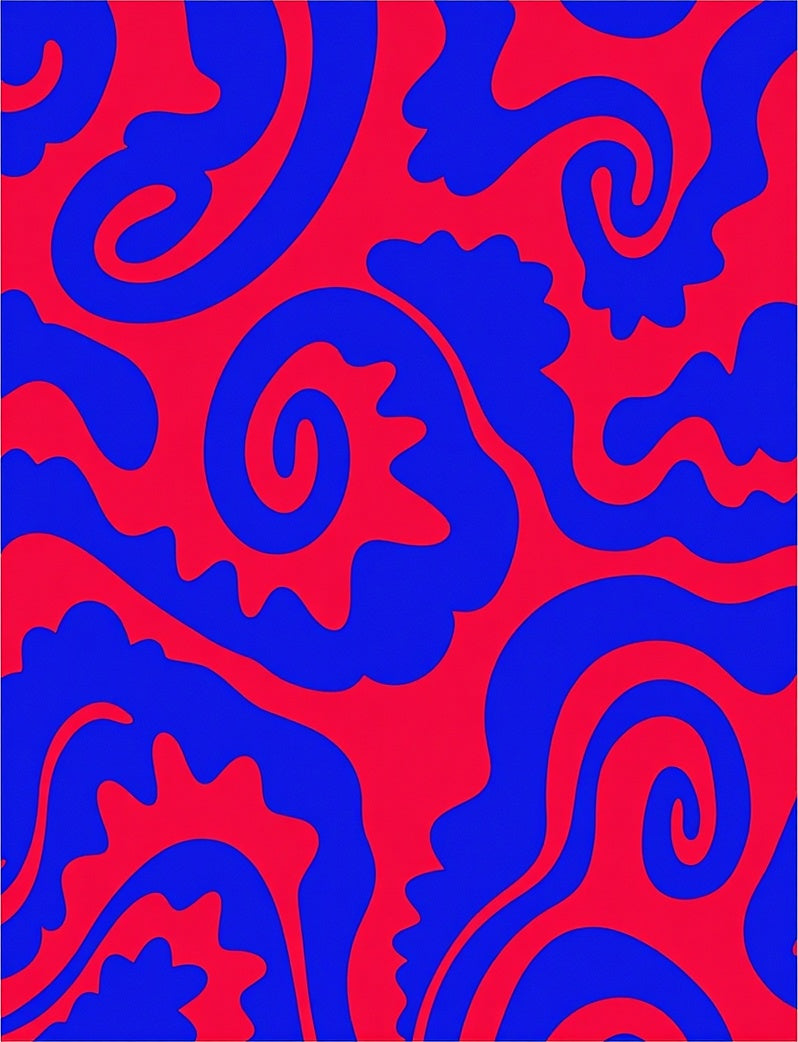 Abstract Swirl Red Blue Pattern Rug