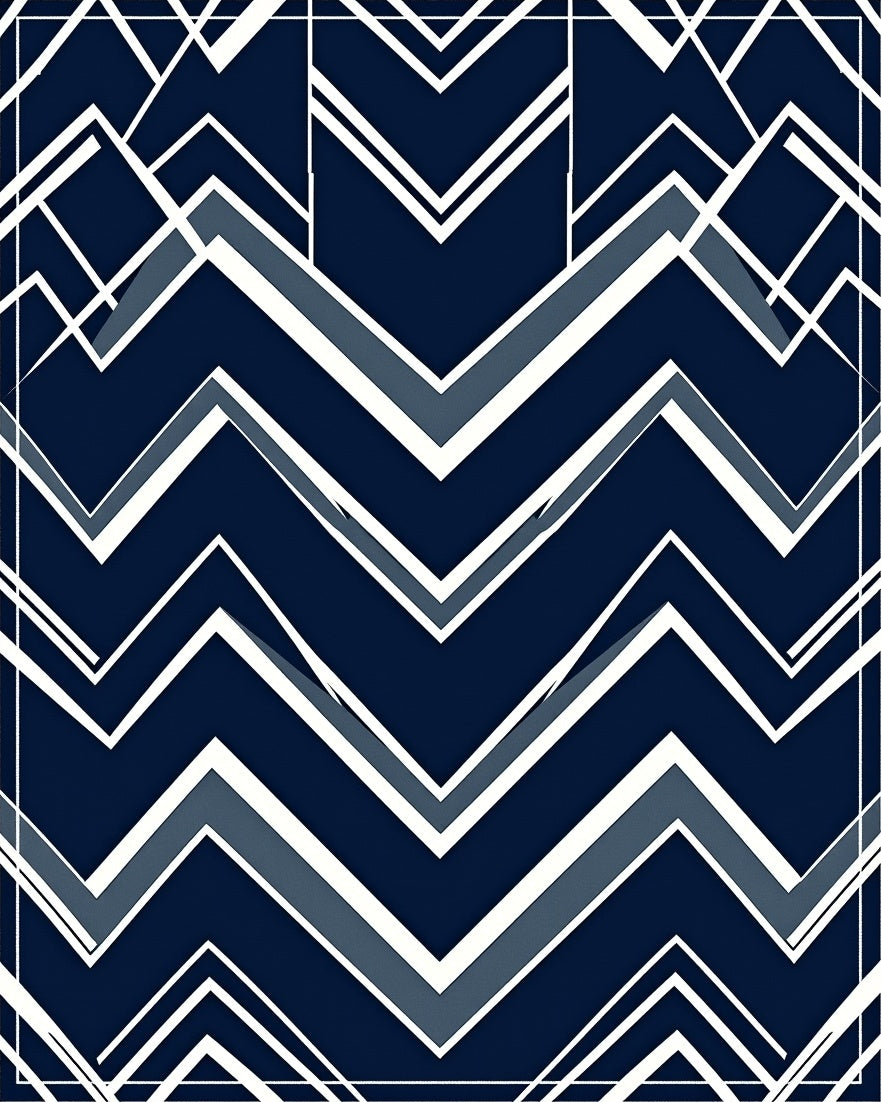 Geometric Chevron Dark Blue Pattern Rug