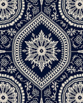 Intricate Paisley Floral Dark Navy Cream Design Rug