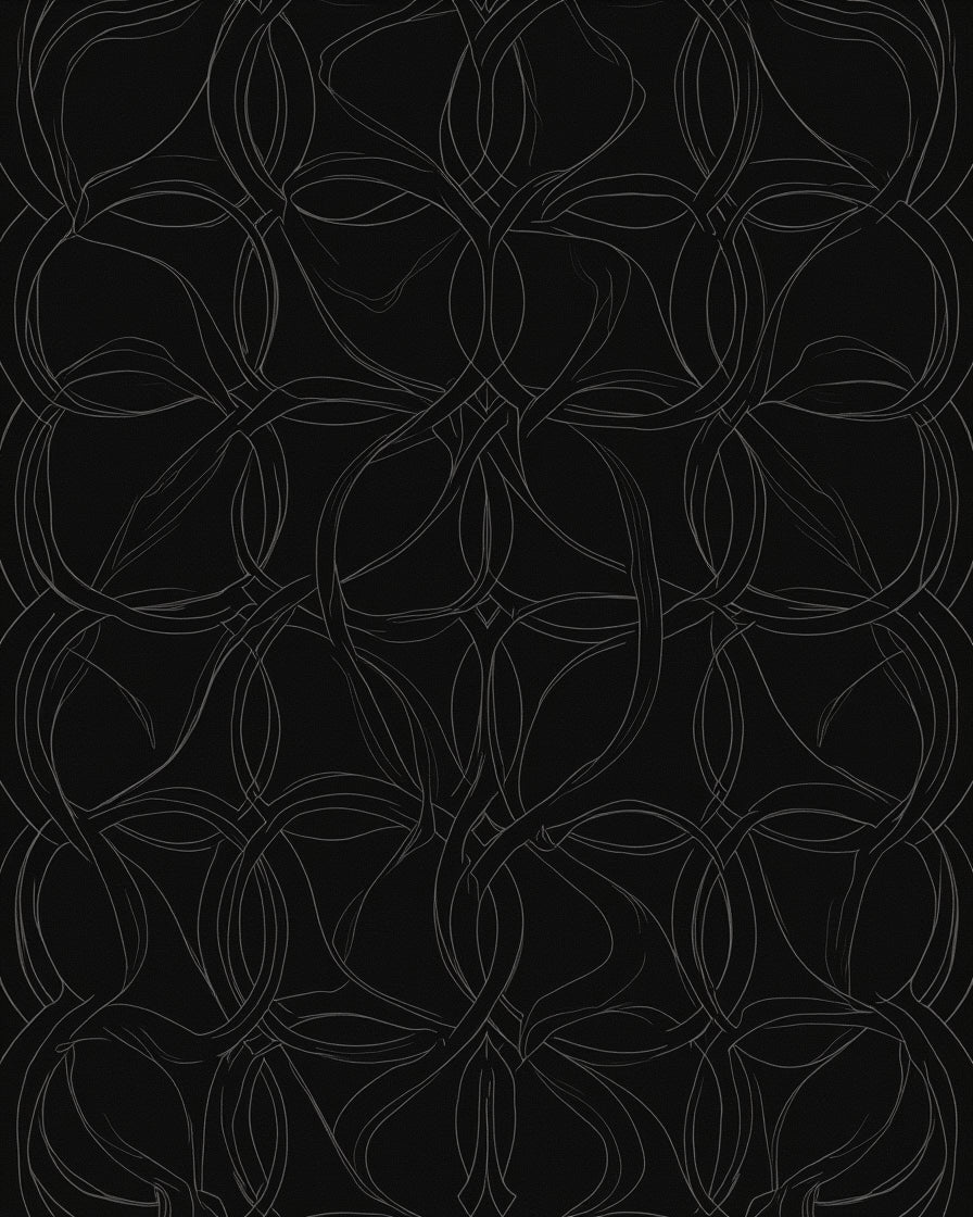 Dark Interlocking Vine Pattern Rug