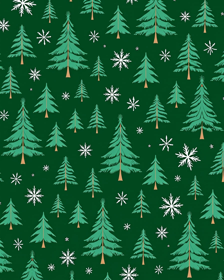 Evergreen Trees Snowflakes Deep Green Rug
