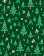 Evergreen Trees Snowflakes Deep Green Rug