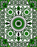 Intricate Green Sunburst Pattern Rug