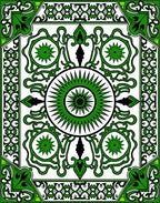 Intricate Green Sunburst Pattern Rug
