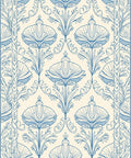 Blue Floral Art Nouveau Pattern Rug