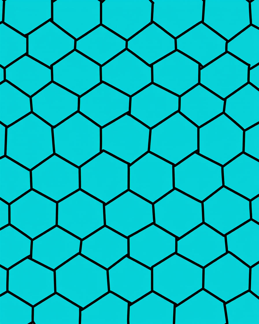 Hexagonal Black Teal Pattern Rug
