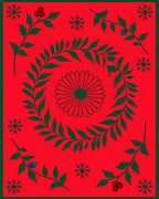 Red Festive Floral Snowflakes Design Rug