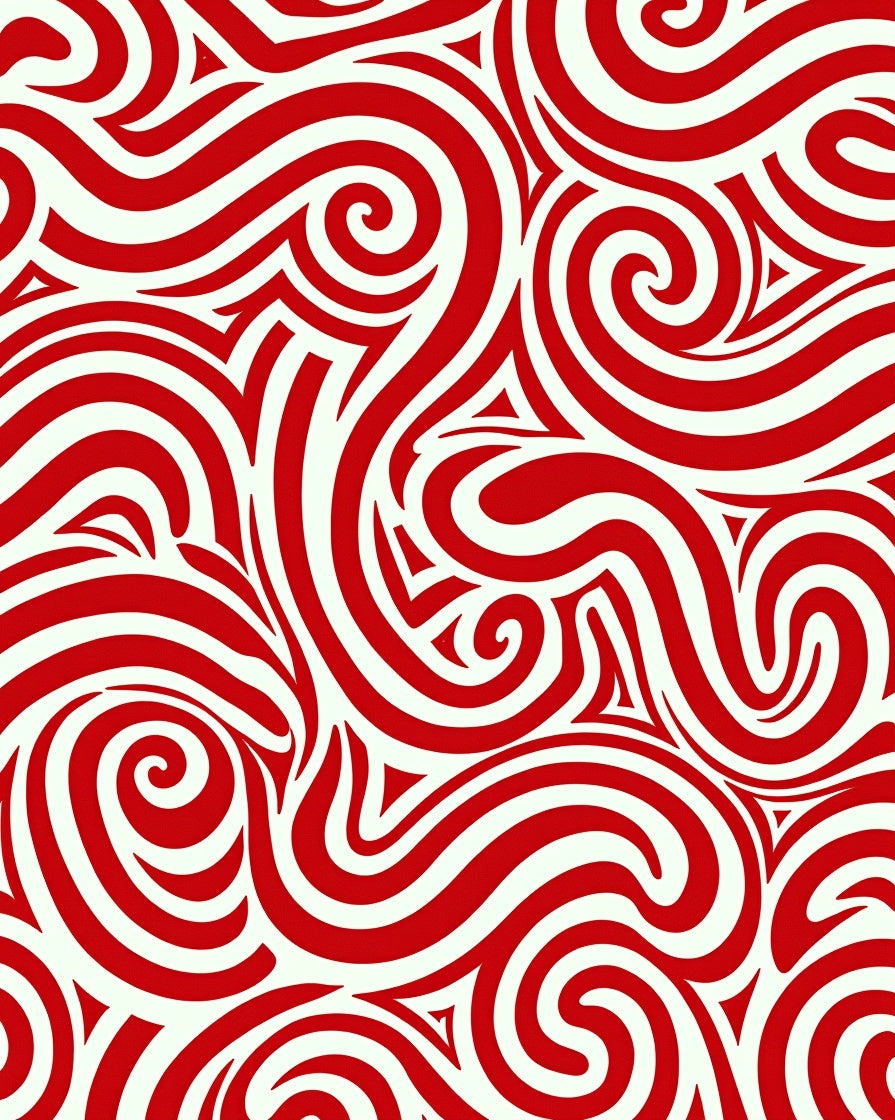 Bold Red Swirls Pattern Design Rug