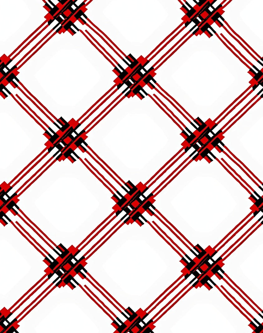 Bold Red Black Diamond Pattern Rug