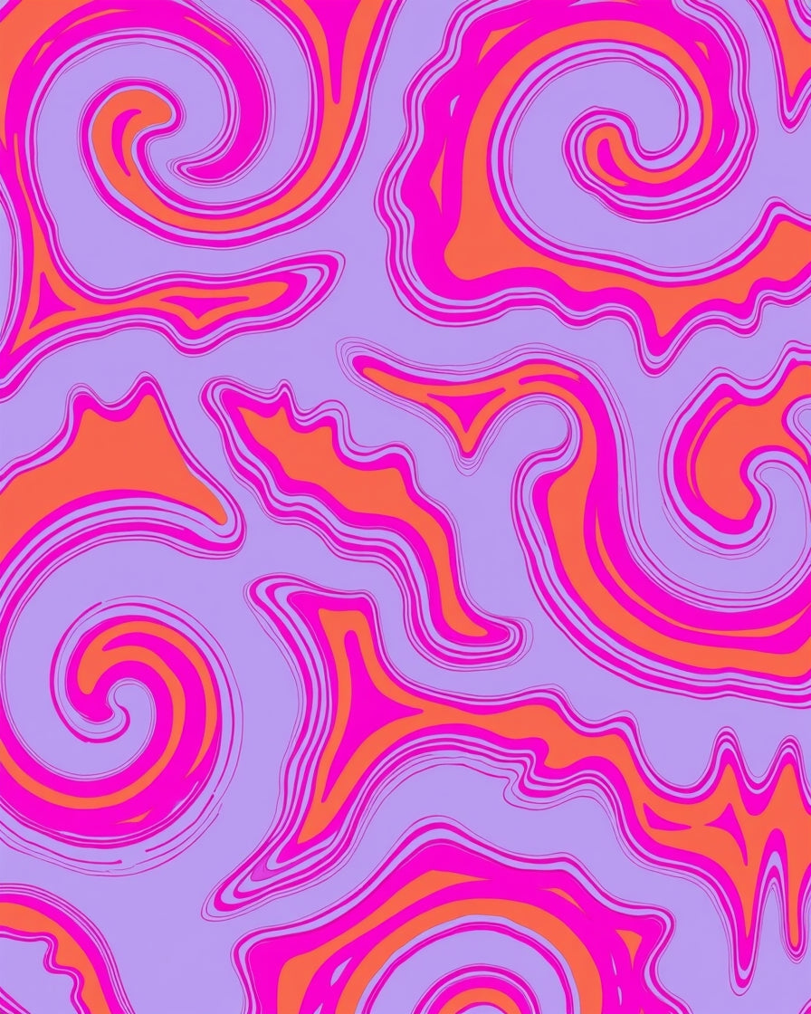 Vibrant Swirls Purple Pink Orange Rug