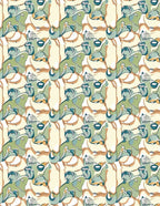 Abstract Swirls Green and Tan Pattern Rug