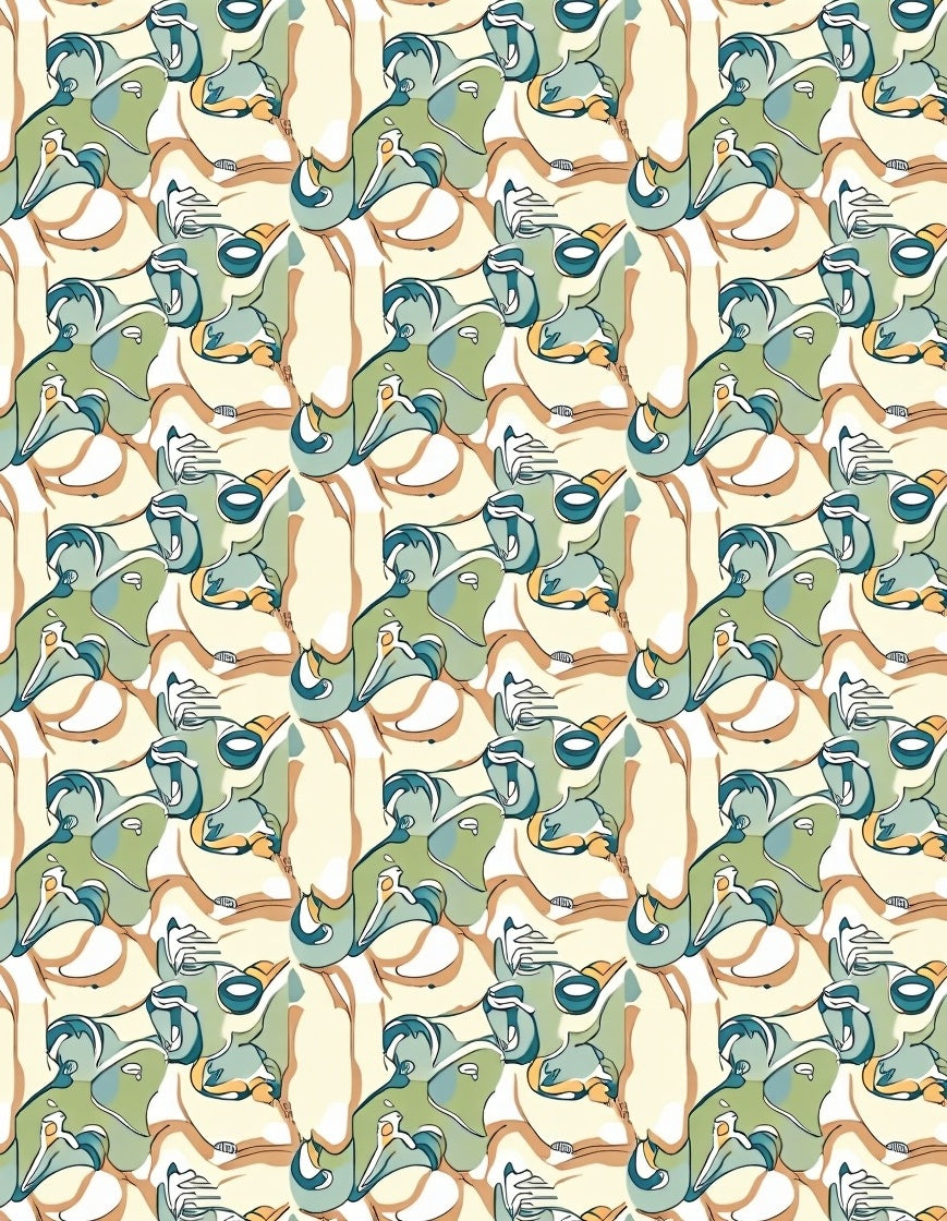 Abstract Swirls Green and Tan Pattern Rug