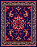 Red Floral Bordered Pattern Rug