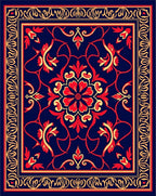 Red Floral Bordered Pattern Rug