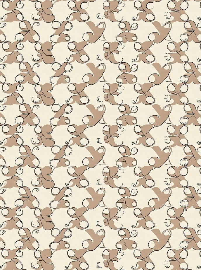 Neutral Tan Organic Swirl Collection Rug