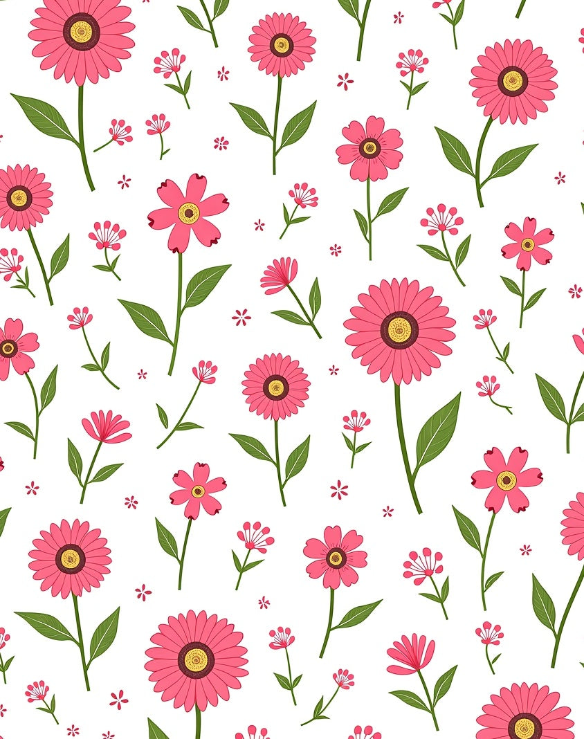 Pink Daisy Pattern Floral Design Rug