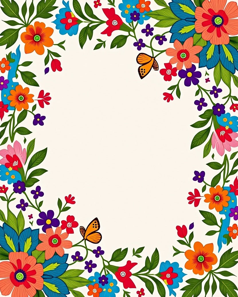 Vibrant Floral Butterfly Pattern Rug