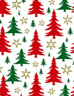 Red Green Pine Tree Star Pattern Rug