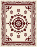 Ornate Brown Floral Bordered Rug