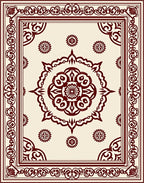 Ornate Brown Floral Bordered Rug