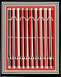 Bold Red Black Stripe Arch Pattern Rug