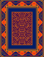 Geometric Pattern With Orange Red Border Rug