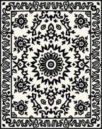 Bold Black Floral Mandala Pattern Rug