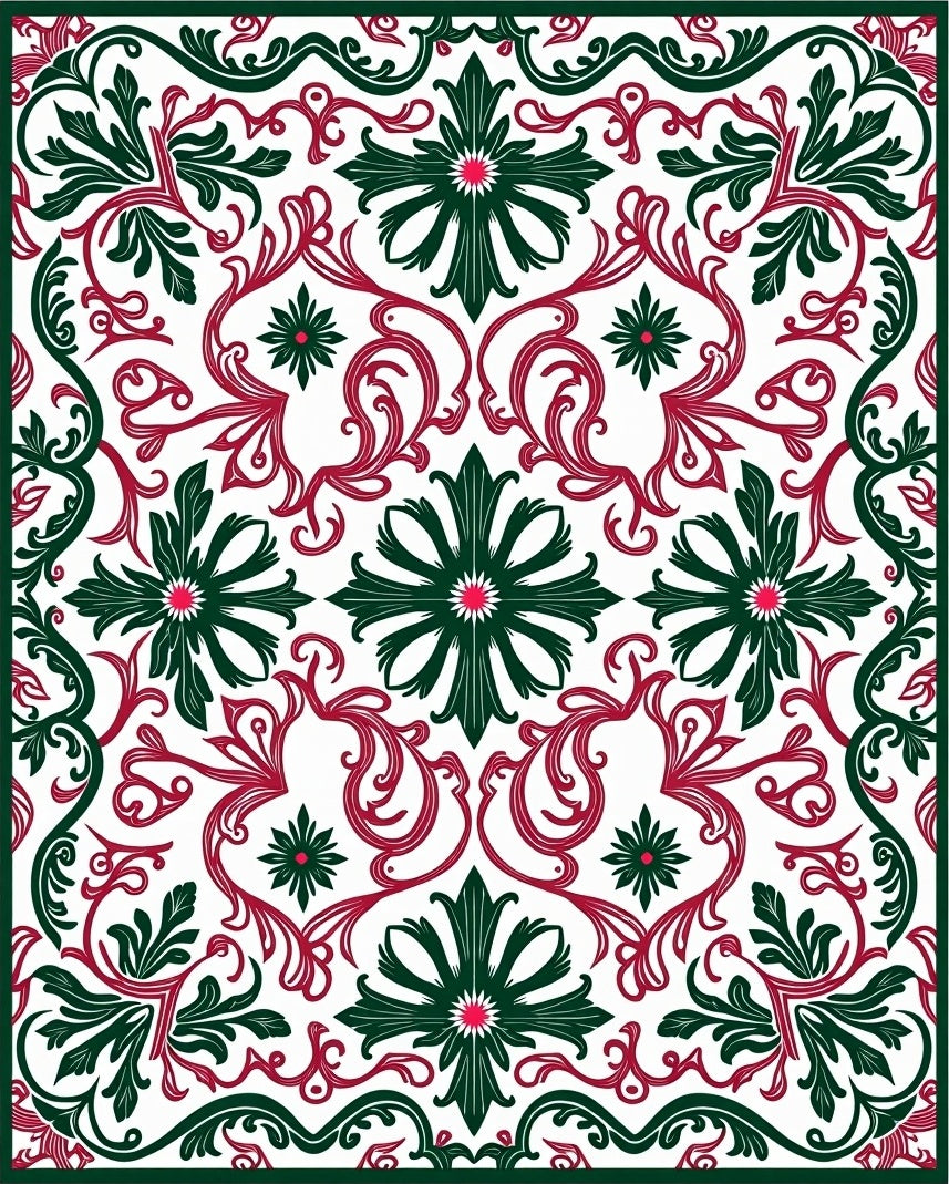 Classic Floral Swirls Pattern Design Rug